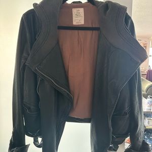 Free People Women’s Vegan Leather Hooded Biker Jacket